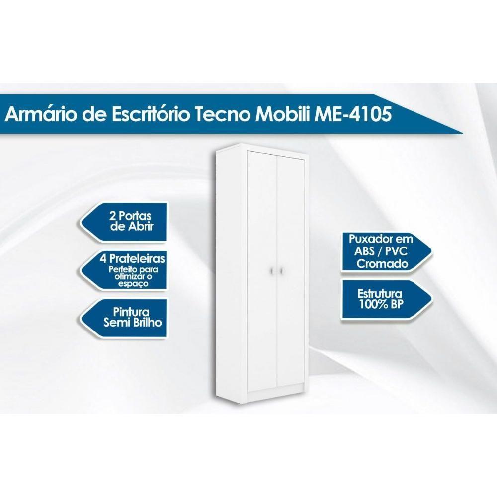 Estante de Escritório ME4105 c/ 2 Portas Branco - Tecno Mobili - 3