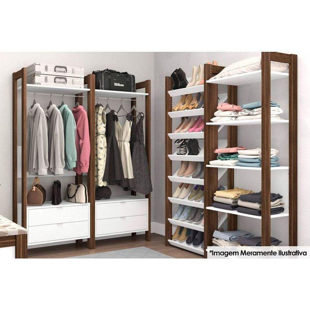 Closet de Casal Armário Alto c/ Prat 2 Gavs 1 Cabi AZ1011 Preto/Nogal - Tecno Mobili - 5
