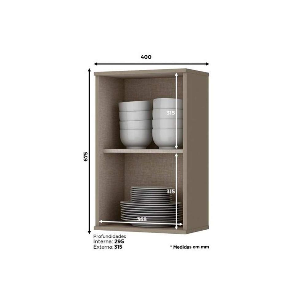 Armário de Cozinha Modulado Connect c/ 1 Porta 40cm Off White - Henn - 4