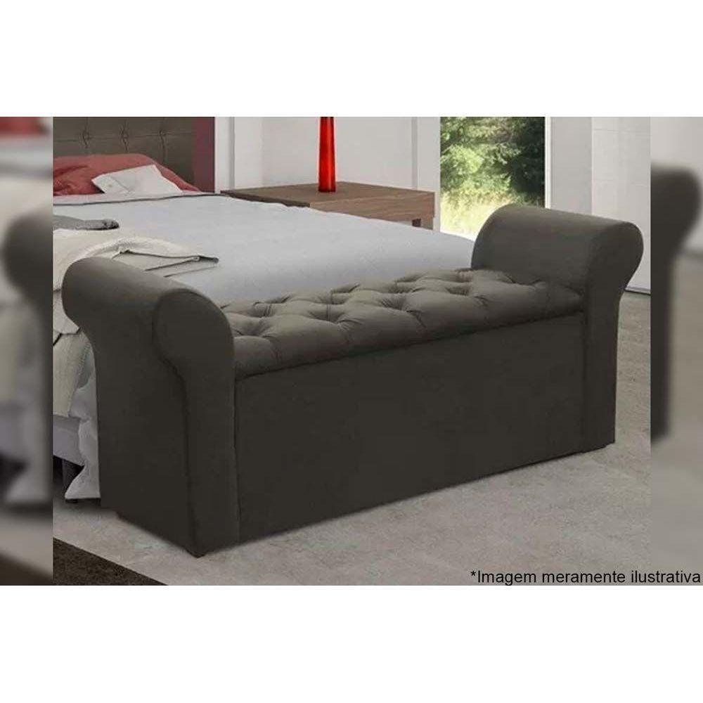 Recamier Calçadeira Casal Miami Casal Suede Marrom Chocolate Simbal - 2