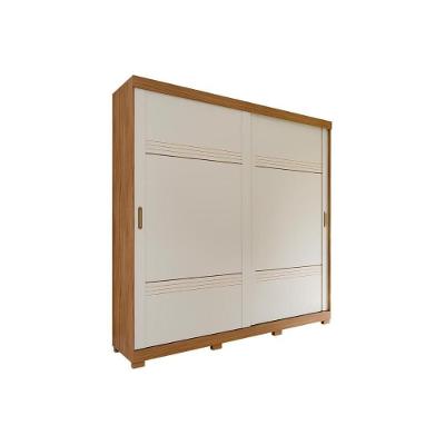 Guarda Roupa 2 Portas De Correr E 4 Gavetas C- Pés Blumenau Avelã-Off White - Panan