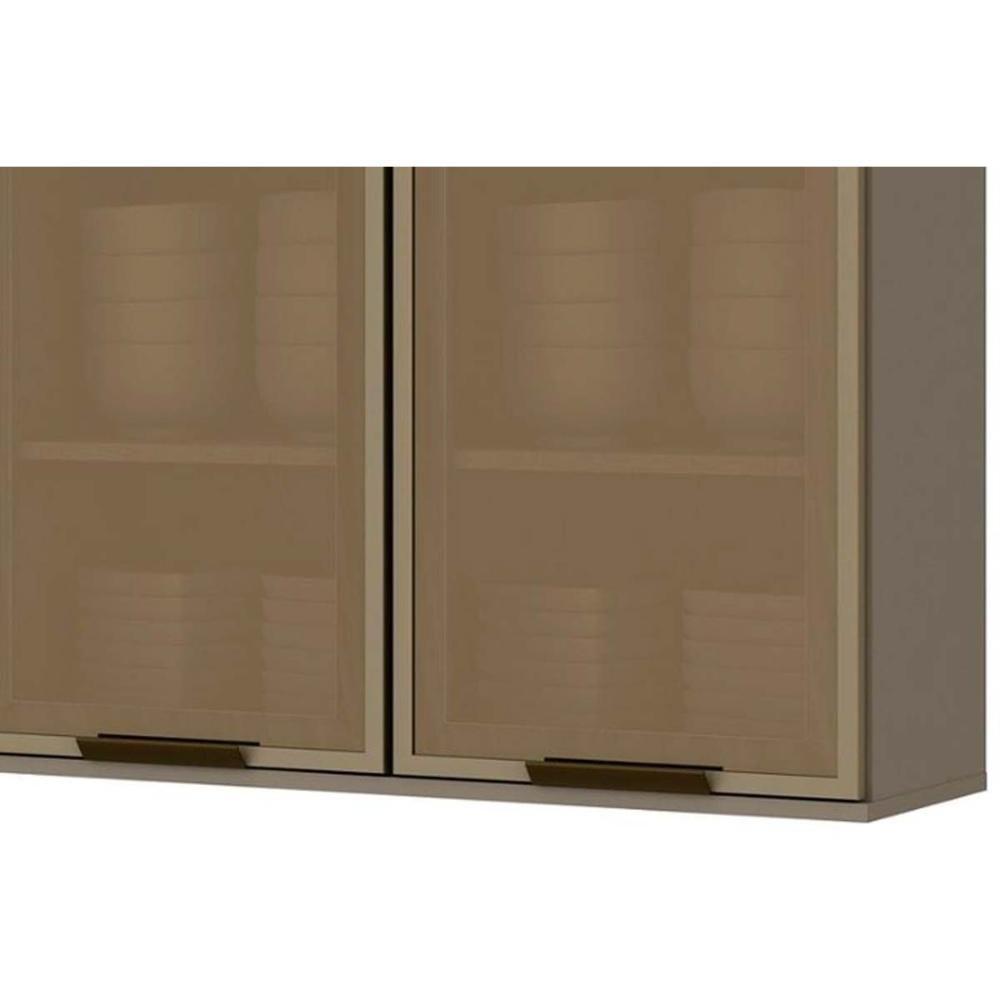 Armário Aéreo Cozinha Modulado Connect C- 3 Portas De Vidro 120cm Off White - Henn - 2