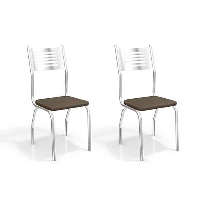 Cadeira Munique 2C047 Kit Cromado Courano Marrom