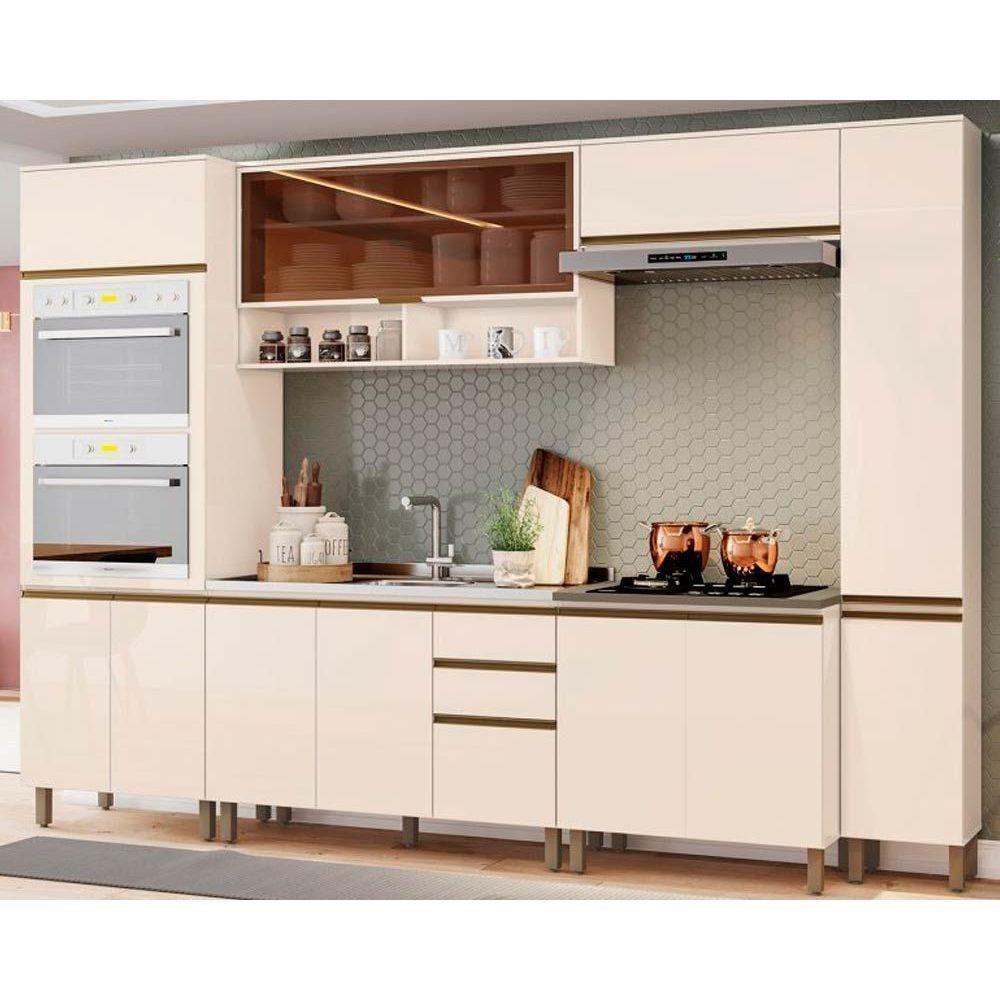 Cozinha Completa Connect (2 Aéreos, 2 Balcões, 2 Paneleiros, 1 Complemento) 7 Peças Off White - Henn - 1