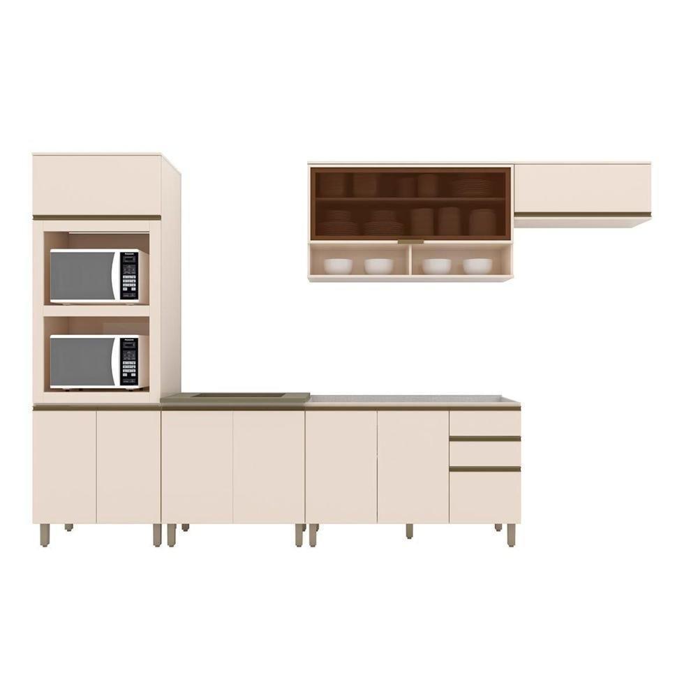 Cozinha Completa Connect (2 Aéreos, 2 Balcões, 1 Paneleiro, 1 Complemento) 6 Peças Off White - Henn - 5