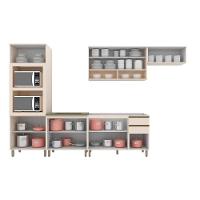 Cozinha Completa Connect (2 Aéreos, 2 Balcões, 1 Paneleiro, 1 Complemento) 6 Peças Off White - Henn