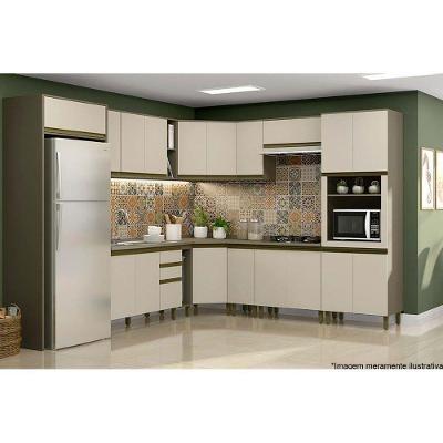 Cozinha Modulada Completa 19pçs 5 Armários 5 Balcões 1 Paneleiro 8 Complementos Duna/Cristal Henn