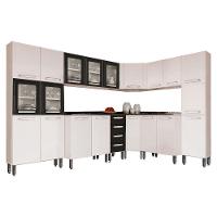 Cozinha Completa Evidence 8 Peças (3 Armários + 3 Balcões + 2 Paneleiros) C8P22 Branco/Preto - Bertolini - 1
