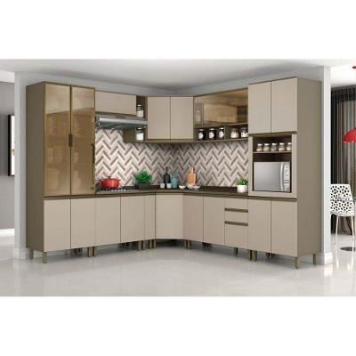 Kit De Cozinha Modulada 14pçs 1 4 Armários 4 Balcões 2 Paneleiros 4 Complementos C14P06 Duna/Cristal
