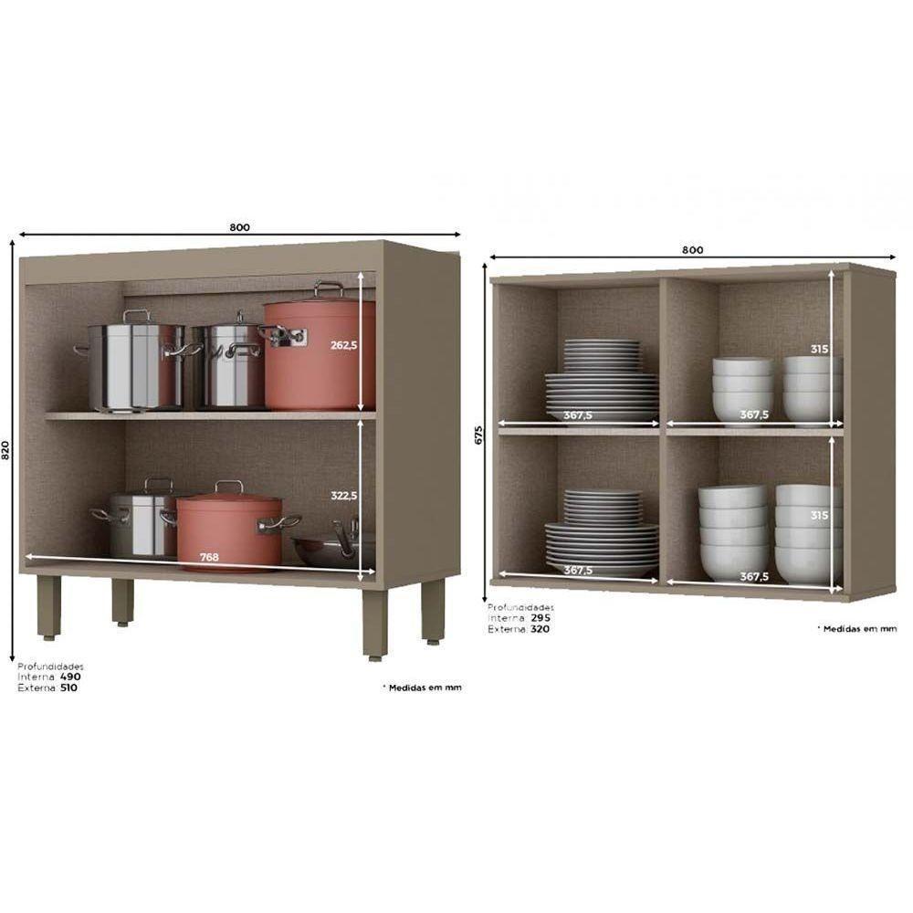 Kit De Cozinha Modulada 14pçs 1 5 Armários 4 Balcões 1 Paneleiro 4 Complementos C14P04 Duna/Cristal - 9