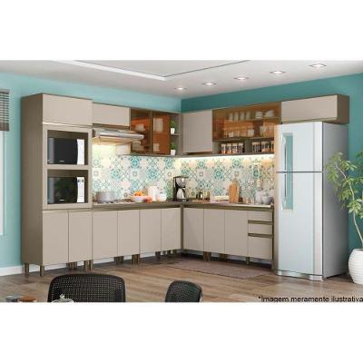 Kit De Cozinha Modulada 14pçs 1 5 Armários 4 Balcões 1 Paneleiro 4 Complementos C14P04 Duna/Cristal