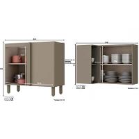 Kit De Cozinha Modulada 14pçs 1 5 Armários 4 Balcões 1 Paneleiro 4 Complementos C14P04 Duna/Cristal - 7