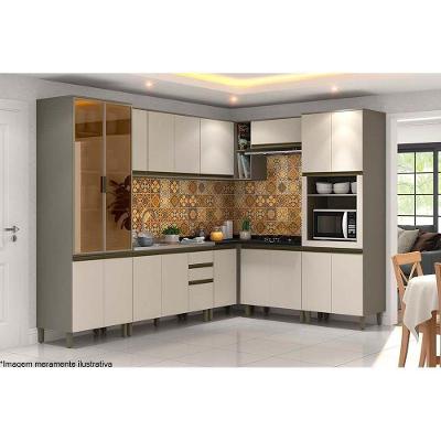 Kit de Cozinha Completa 11 Peças Connect em MDF 120cm Branco Duna Cristal