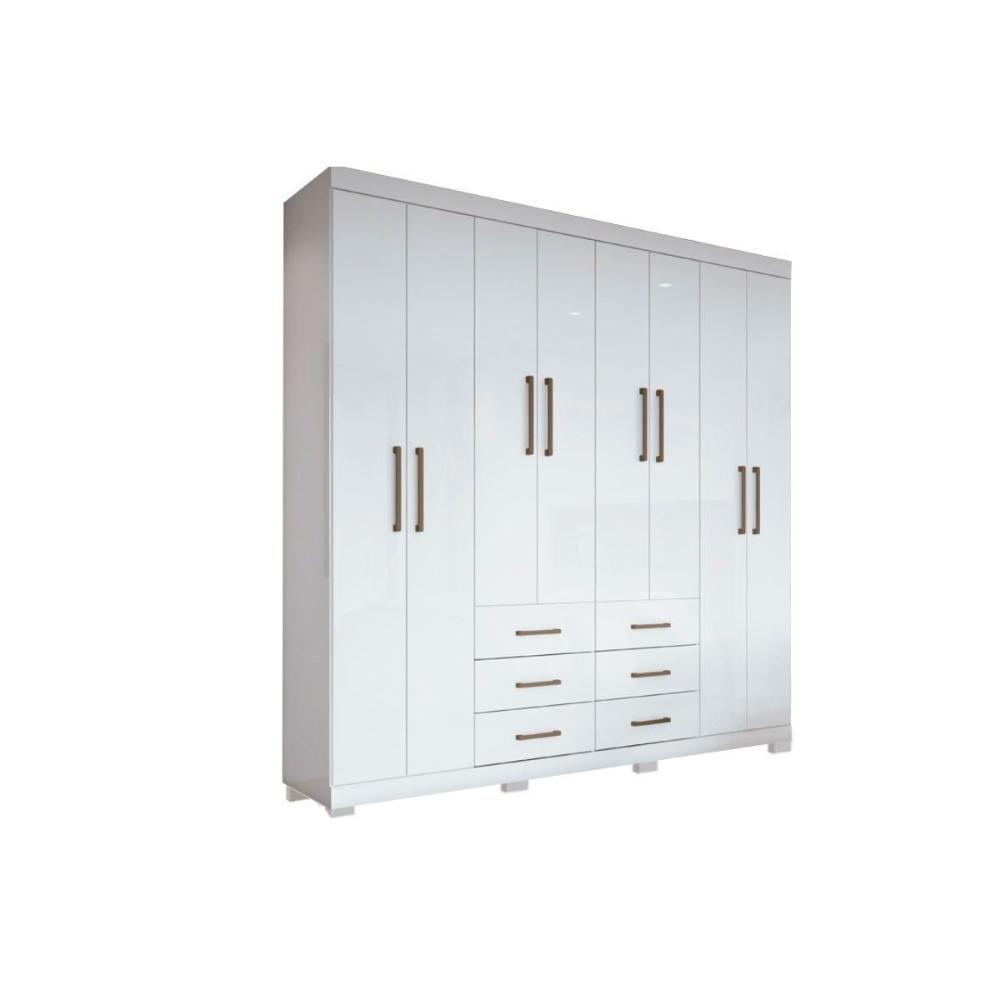 Guarda Roupa Casal 8 Portas E 6 Gavetas C/ Pés Liverpool Branco - Santos Andirá - 1