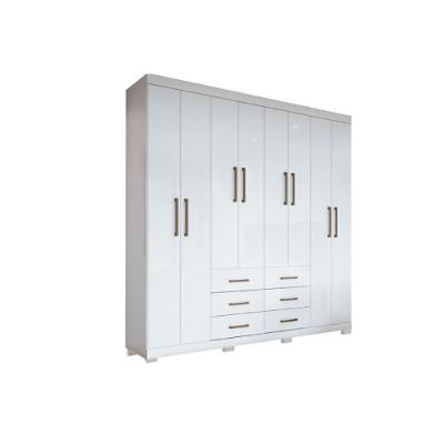 Guarda Roupa Casal Liverpool 8 Portas de Bater 6 Gavetas Branco Santos Andirá