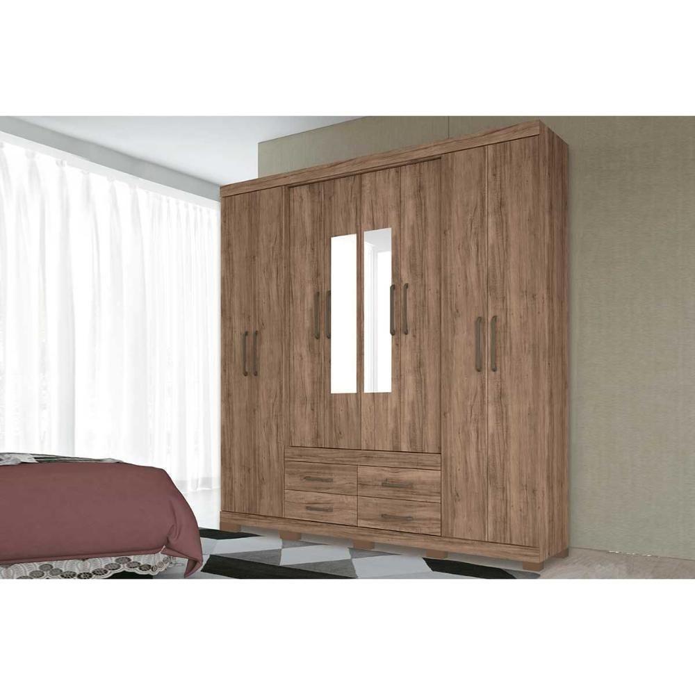 Guarda Roupa Casal 8 Portas E 4 Gavetas C/ Espelho E Pés Nápoles Atacama - Santos Andirá - 1