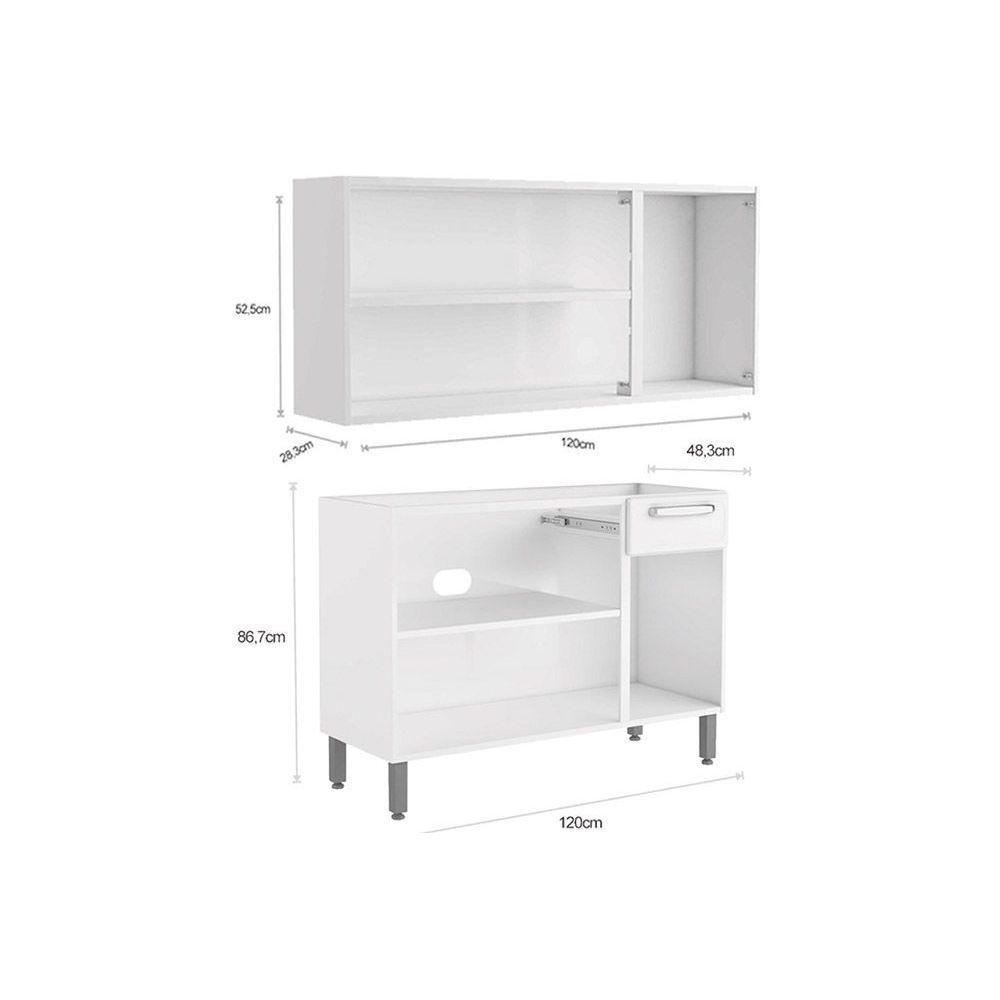 Kit de Cozinha Completa 2 Peças Evidence  (1 Armário + 1 Balcão) C2P07 Branco - Bertolini - 2