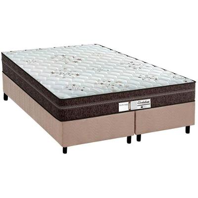 Cama Box Queen: Colchão Molas Probel Masterpocket Ensacadas Evolution + Base Crc Suede Bege(158x198)