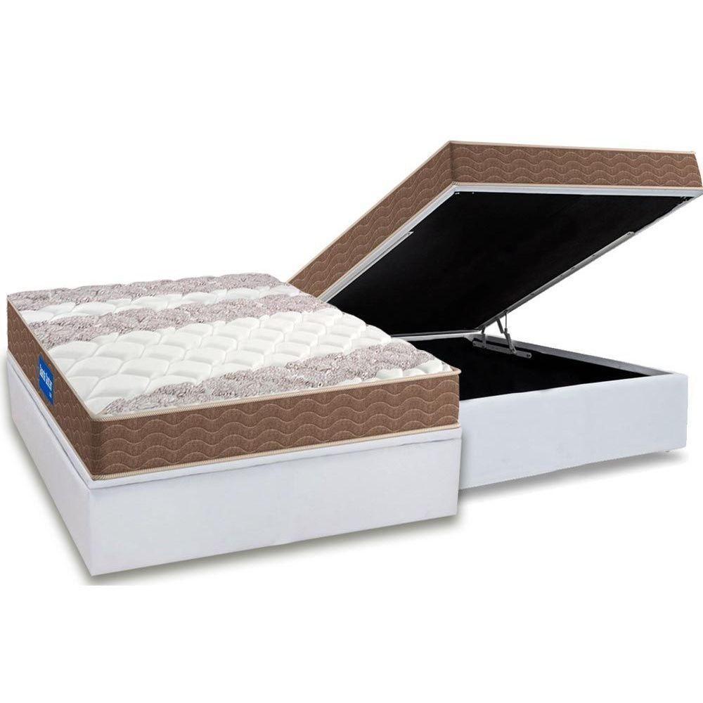 Cama Box Baú Casal: Colchão Espuma D33 Probel Guarda Costas + Base Crc Courano White(138x188) - 1