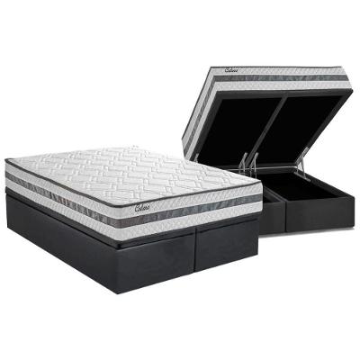 Cama Box Baú King: Colchão Molas Herval Masterpocket Ensacadas Catana + Base Crc Suede Gray(193X203)
