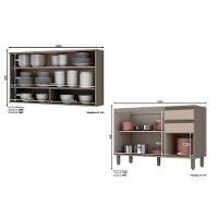 Kit De Cozinha Modulada 14pçs 1 5 Armários 4 Balcões 1 Paneleiro 4 Complementos C14P03 Duna/Cristal - 7