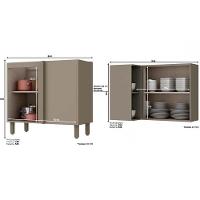 Kit De Cozinha Modulada 14pçs 1 5 Armários 4 Balcões 1 Paneleiro 4 Complementos C14P03 Duna/Cristal - 8