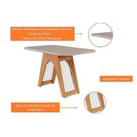 Sala de Jantar Completa Carol C/ Tampo Vidro 180cm + 6 Cadeiras Nature Off White Madeira Nude - 6