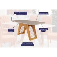 Sala de Jantar Completa Carol C/ Tampo Vidro 180cm + 6 Cadeiras Nature Off White Madeira Nude - 3