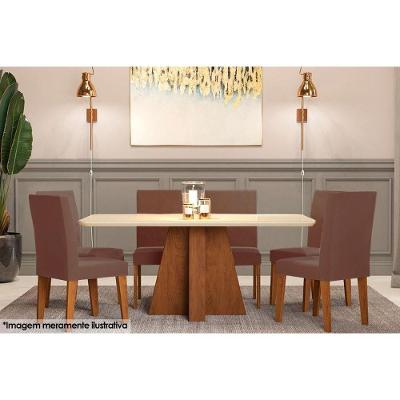 Kit Mesa Maitê C/ Tampo Vidro 160cm + 6 Cadeiras Savana Chocolate