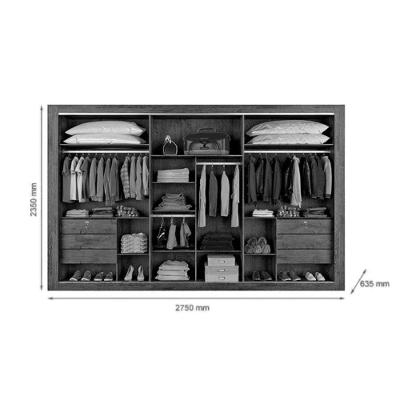 Guarda Roupa Casal Toronto 3 Portas de Correr 6 Gavetas Branco MDF Europa