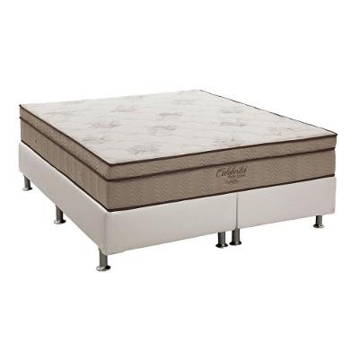 Cama Box King: Colchão Molas Ensacadas Superpocket Celebrita + Base Crc Courano White(193x203)