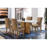 Sala de Jantar Completa Berlim 120Cm + 4 Cadeiras Imbuia Chocolate Capuccino - 1