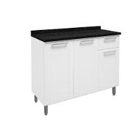 Balcão de Cozinha Múltipla 6112 3 Portas 1 Gaveta c/Tampo 105cm Branco - Bertolini - 1