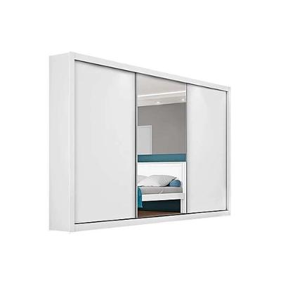 Guarda Roupa Casal Toronto 3 Portas de Correr 6 Gavetas Branco MDF Móveis Europa