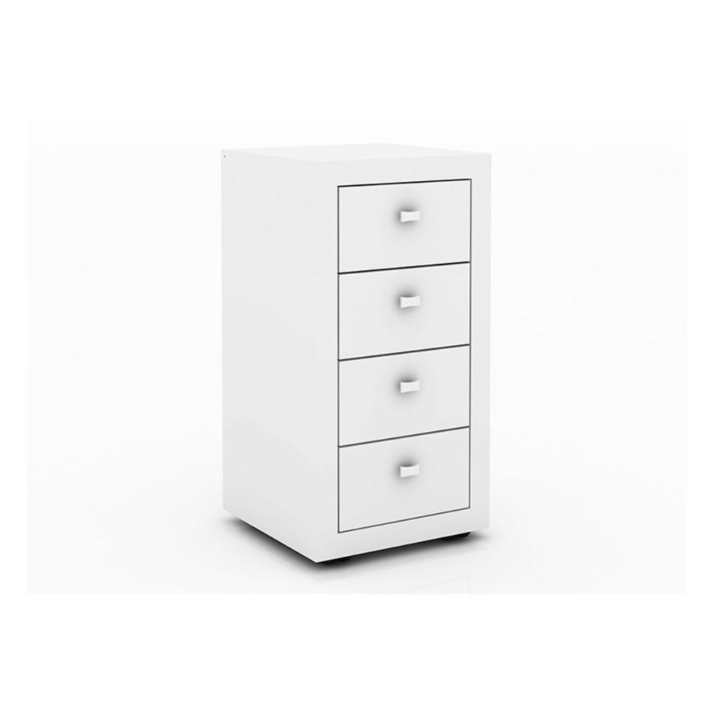Multiuso Escritório ME4133 c/ 4 Gavetas e Rodízios Branco - Tecno Mobili - 1