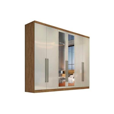 Guarda Roupa Casal 6 Portas E 6 Gavetas C/ Espelho Dello/trento Freijo Cumaru C/ Fendi