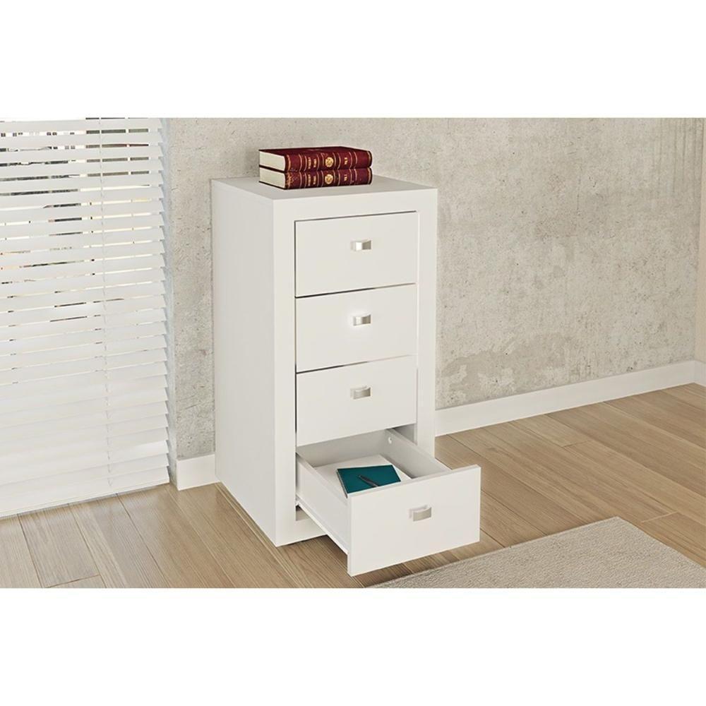 Gaveteiro p/ Escritório ME4133 c/ 4 Gavetas e Rodízios Branco - Tecno Mobili - 2