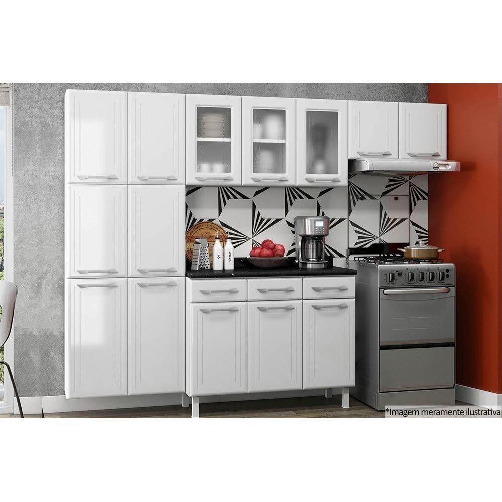 Balcão de Cozinha Topázio 3 Portas e 3 Gavetas c/Tampo 105cm Branco/Preto - Telasul - 2