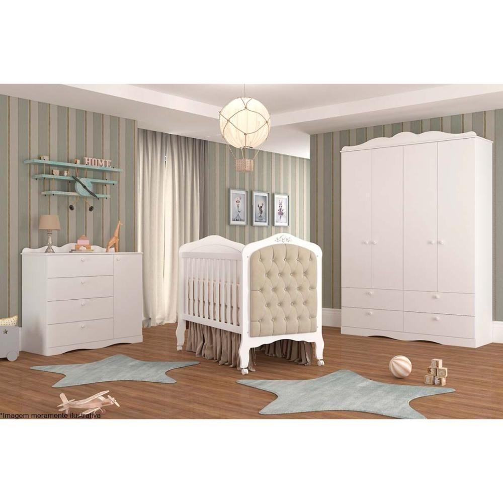 Cômoda De Quarto Encanto C/ 1 Porta E 4 Gavetas Branco - Permóbili Baby - 2