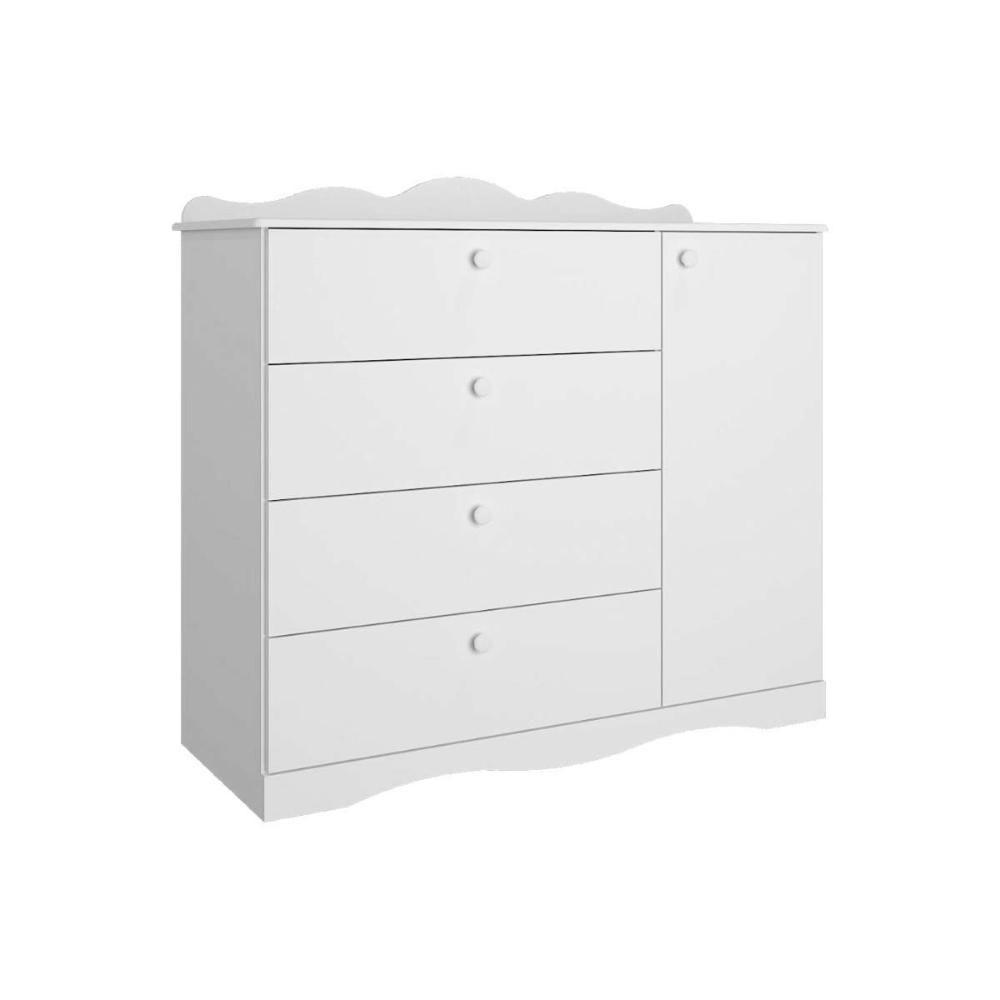 Cômoda De Quarto Encanto C/ 1 Porta E 4 Gavetas Branco - Permóbili Baby - 1