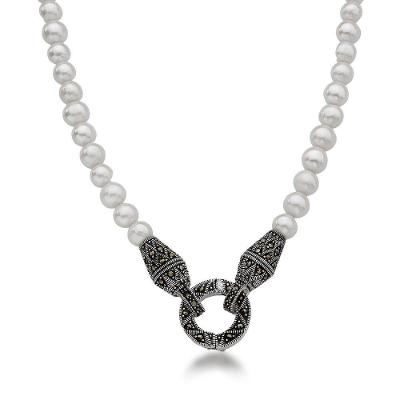 Colar Com Pérolas De água Doce Com Abertura Para Pingente Prata 925 - 50cm