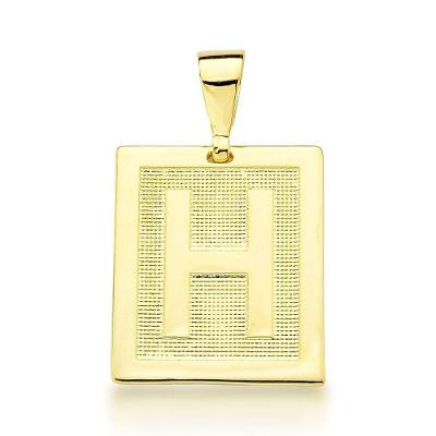 Pingente Chapa Letra Inicial Unissex Banhado Ouro 18k - Letra H