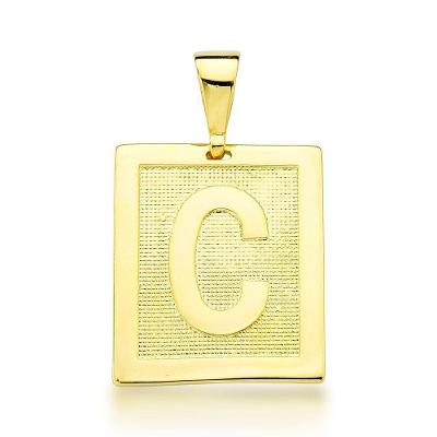 Pingente Chapa Letra Inicial Unissex Banhado Ouro 18k - Letra C