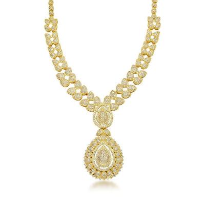 Colar Festa Luxuoso Cravejado Em Zirconias Banhado A Ouro 18k - 50cm