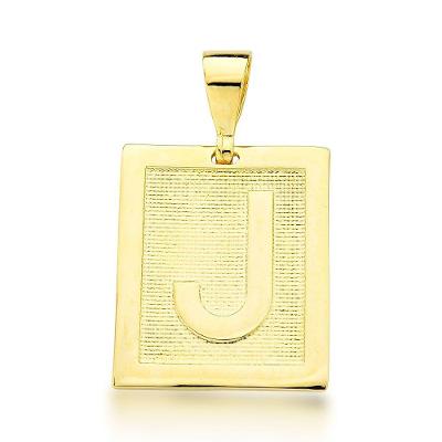 Pingente Chapa Letra Inicial Unissex Banhado Ouro 18k - Letra P
