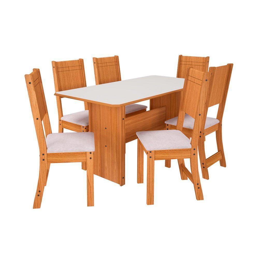 Conjunto De Mesa Evora Para Sala De Jantar Com 6 Cadeiras Indekes Freijo/off Whit - 4