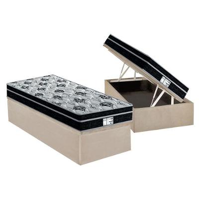 Cama Box Baú Solteiro: Colchão Molas Probel Prolastic Prodormir Born + Base Crc Suede Clean(88x188)