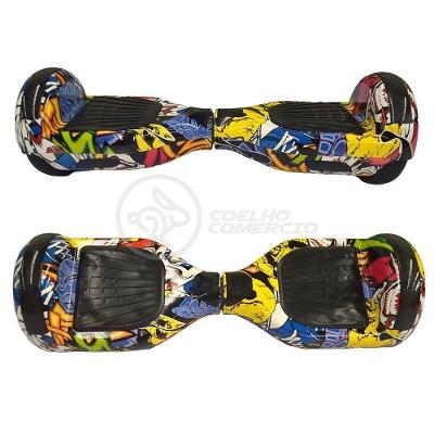 Hoverboard Infantil Skate Elétrico Arte Urbana Led Grafite
