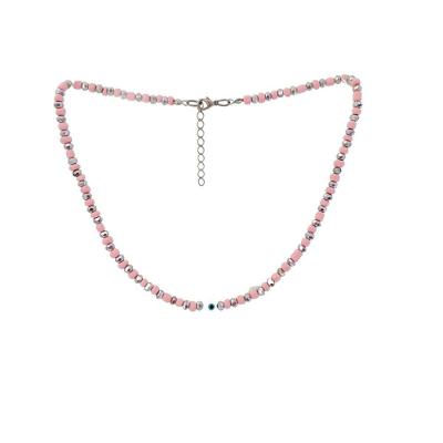 Choker De Miçangas Rosas Com Olho Grego