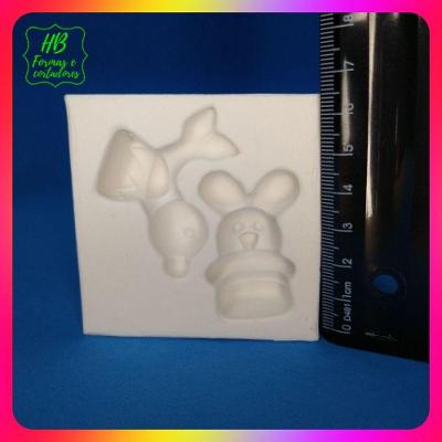 Molde Silicone Circo Foca e Coelho na Cartola Páscoa